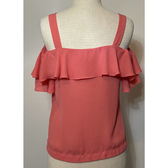J CREW Women’s 2 Polyester Off Shoulder Sleeves Blouse Coral - Picture 3 of 7